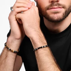 Flash Sale Bracelet avec noires beads de onyx argent Femme Bracelets|Bracelets