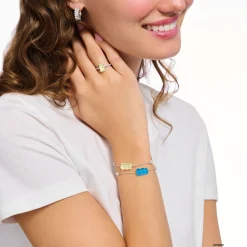 Best Sale Bracelet avec Ours d’or bleu, perle et pierre, argent Femme Bracelets|Argent 925