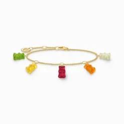 Best Bracelet avec 5Ours d’or colorés, doré Femme Bracelets|Placage Or 18 Carats - Argent 925