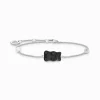 Outlet Bracelet avec Ours d’or noire, perle et pierre, argent Femme Bracelets|Bracelets