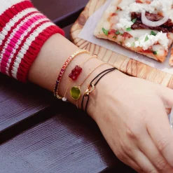 Hot Bracelet avec Ours d’or rouge, perle et pierre, doré Femme Bracelets|Placage Or 18 Carats - Argent 925