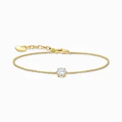 Shop Bracelet avec pendentif à zircone blanche, dorée Femme Bracelets|Placage Or 18 Carats - Argent 925