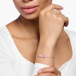 New Bracelet avec pierres roses et blanches argent Femme Bracelets