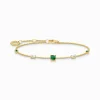 Clearance Bracelet avec vertes et pierres blanches or Femme Bracelets|Placage Or 18 Carats - Argent 925
