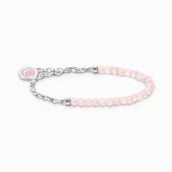 Best Bracelet Charm avec beads de quartz rose et Coin argent Femme Charm Bracelets|Charm Bracelets