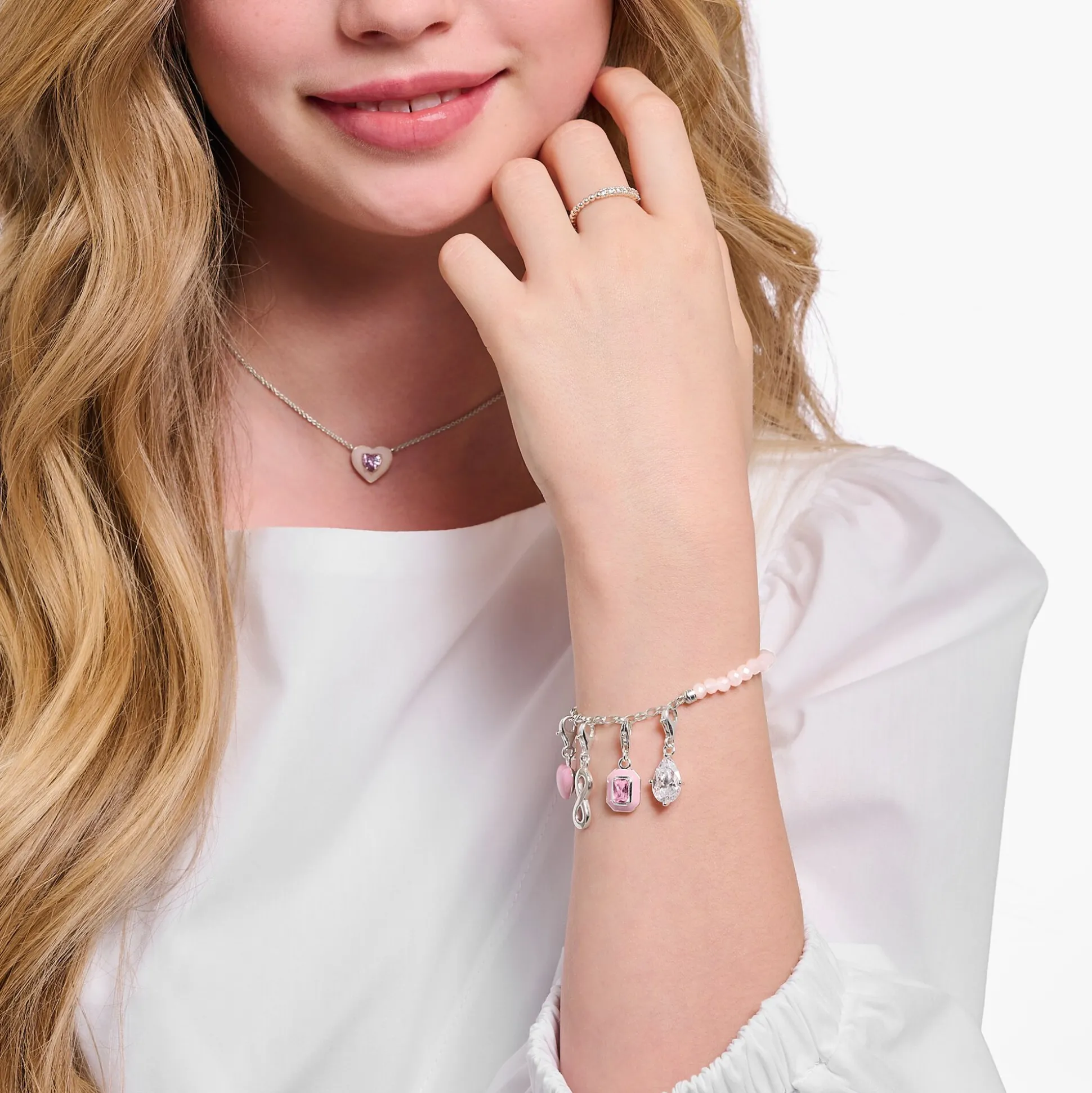 Best Bracelet Charm avec beads de quartz rose et Coin argent Femme Charm Bracelets|Charm Bracelets