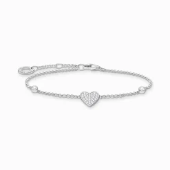 Shop Bracelet cœur avec pierres argent Femme Bracelets