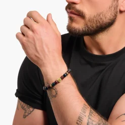 Sale Bracelet de Beads en œil de tigre, plaqué or Femme Bracelets|Bracelets