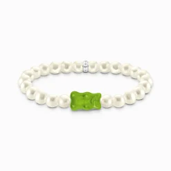 Fashion Bracelet de perles avec Ours d’or vert, argent Femme Bracelets|Argent 925
