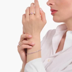 Cheap Bracelet de tennis en argent avec zircon rose Femme Bracelets|Bracelets