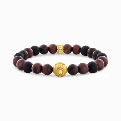 Clearance Bracelet doré en obsidienne et œil de tigre orné d’une Bead Femme Bracelets|Bracelets