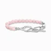 Cheap Bracelet en argent avec Beads rose et maillons Femme Bracelets|Argent 925