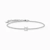New Bracelet en argent avec pendentif carré et zircon blanc Femme Bracelets|Argent 925