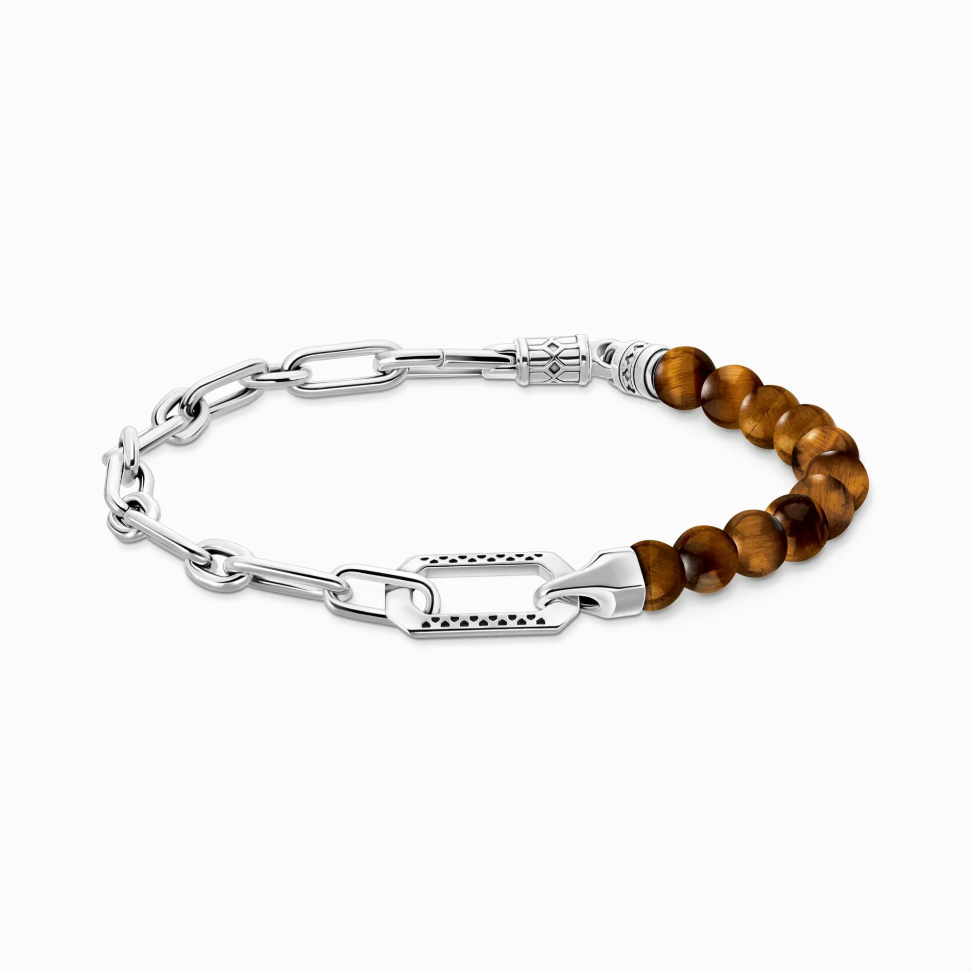 Outlet Bracelet en argent noirci à Beads marron Femme Bracelets|Bracelets