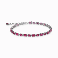 Online Bracelet en argent noirci avec zircon rouge rubis Femme Bracelets|Argent 925