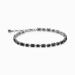 Shop Bracelet en argent noirci avec zircon noir Femme Bracelets|Argent 925