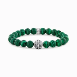 Discount Bracelet en imitation malachite orné d’une Bead en argent noirci Femme Bracelets|Bracelets