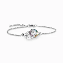 New Bracelet et anneaux «Together», argent noirci et gemmes multicolores Femme Bracelets|Argent 925