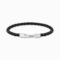 Best Bracelet fin noir et argent en cuir Femme Bracelets|Bracelets