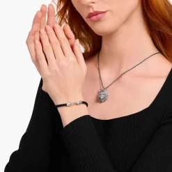 Best Bracelet fin noir et argent en cuir Femme Bracelets|Bracelets
