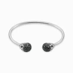 Shop Bracelet jonc tête de mort avec pavé Femme Joncs Et Manchettes|Joncs Et Manchettes