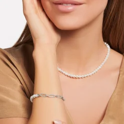 Shop Bracelet liens et perles argent Femme Bracelets|Bracelets