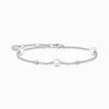 Shop Bracelet perles avec pierres blanches argent Femme Bracelets|Argent 925