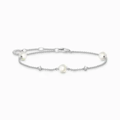 Shop Bracelet perles avec pierres blanches argent Femme Bracelets|Argent 925