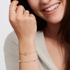 Shop Bracelet perles avec pierres blanches argent Femme Bracelets|Argent 925