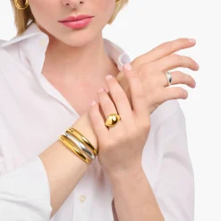 Sale Bracelet plaqué or au design intemporel Femme Joncs Et Manchettes|Placage Or 18 Carats - Argent 925