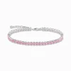 Cheap Bracelet rivière avec pierres roses argent Femme Bracelets