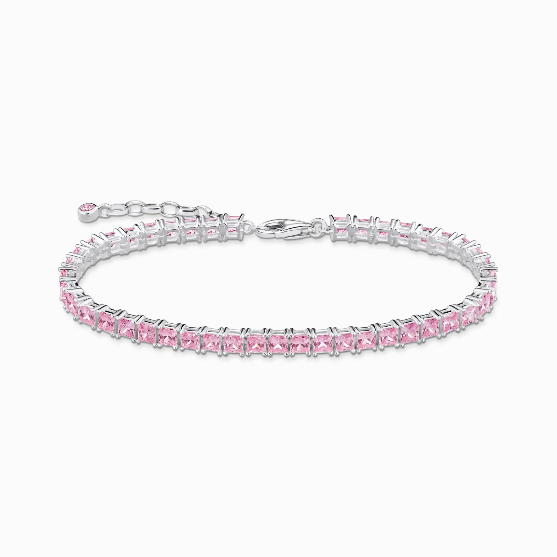 Cheap Bracelet rivière avec pierres roses argent Femme Bracelets