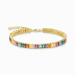 Clearance Bracelet rivière avec pierres multicolore plaqué or Femme Bracelets