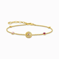 Outlet Bracelet soleil, pierres multicolores et cœurs plaqué or Femme Bracelets|Placage Or 18 Carats - Argent 925