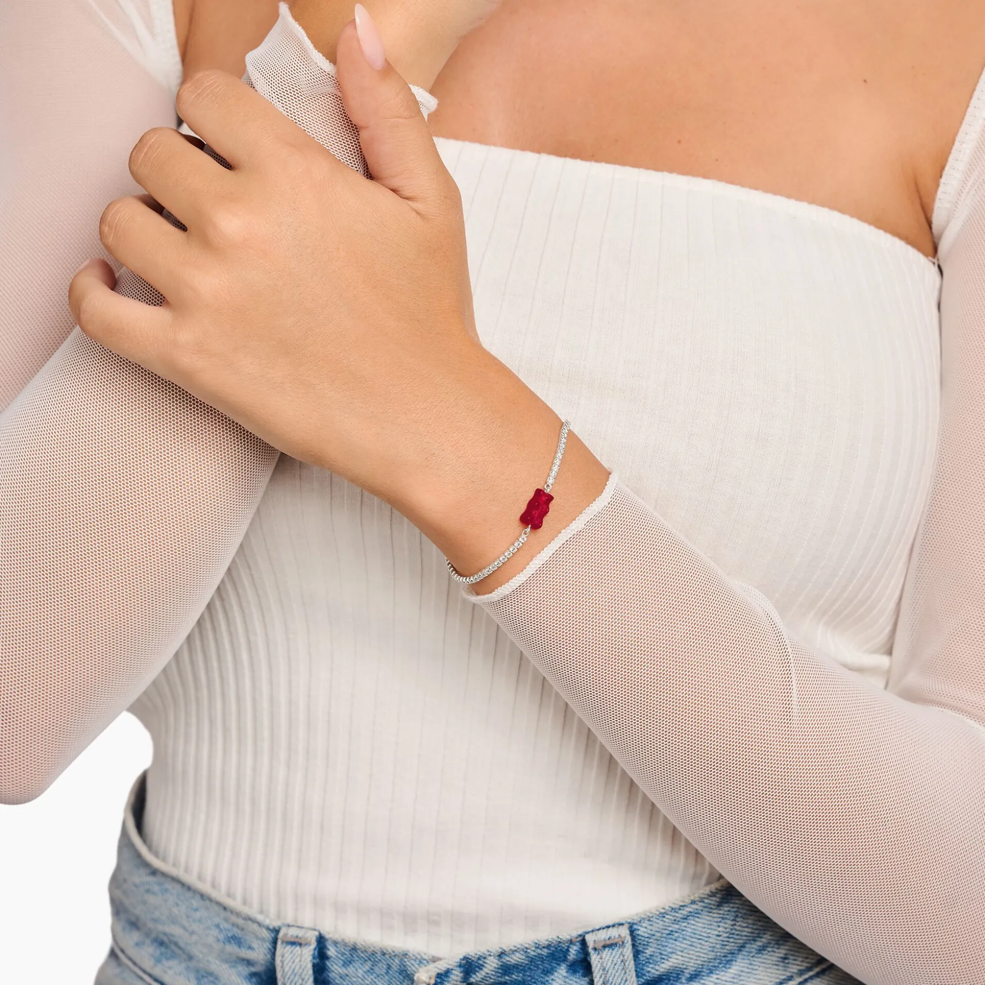 Discount Bracelet tennis avec Goldbear rouge en argent Femme Bracelets|Bracelets