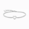 Hot Bracelet tennis cœur avec pierres blanches en argent Femme Bracelets