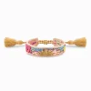 Online Bracelet tissé arborant un soleil doré, un palmier rose fuchsia et un cactus vert Accessoires