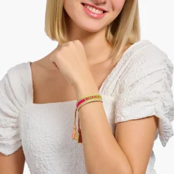 Sale Bracelet tissé Charmista rose fuchsia, vert et orange Accessoires
