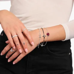 Cheap Bracelets à boucles avec pierres blanches Argent Femme Bracelets|Argent 925
