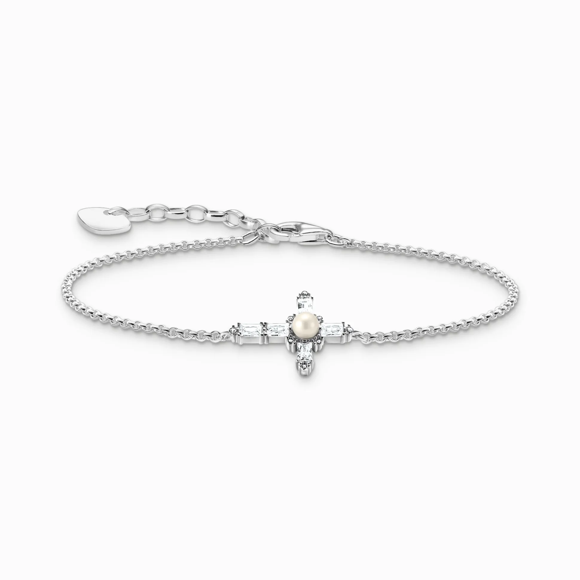Outlet Bracelets avec croix blanche Cross Romance en argent Femme Bracelets|Argent 925