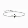 New Bracelets avec pierres noires Croix Romance Argent Femme Bracelets|Argent 925