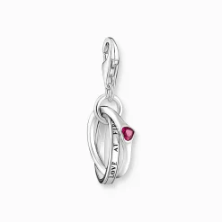 New Breloque Charm anneaux Together en argent, orné d’une gemme rouge Femme Charms|Charms