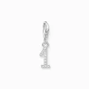 Shop Breloque Charm chiffre 1 en argent, ornée de pierres blanches Femme Charms|Charms