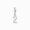 Shop Breloque Charm chiffre 2 en argent, ornée de pierres blanches Femme Charms|Charms