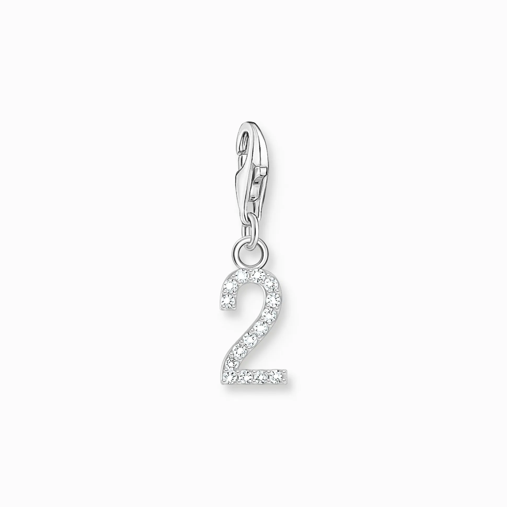Shop Breloque Charm chiffre 2 en argent, ornée de pierres blanches Femme Charms|Charms