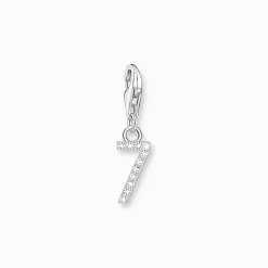 Sale Breloque Charm chiffre 7 en argent, ornée de pierres blanches Femme Charms|Charms
