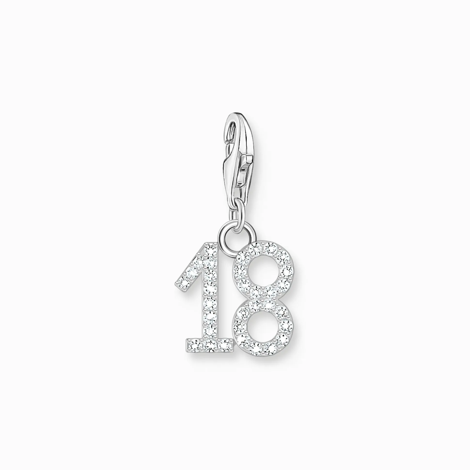 Cheap Breloque Charm chiffre 18 en argent, ornée de pierres blanches Femme Charms|Charms