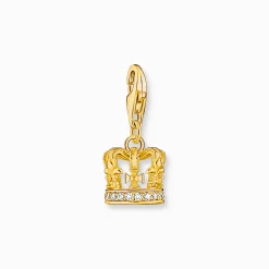 Cheap Breloque Charm couronne LONDRES dorée, ornée de pierres blanches Femme Charms|Charms