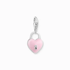 Best Sale Breloque Charm en argent, cadenas cœur rose Femme Charms|Charms