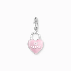 Best Sale Breloque Charm en argent, cadenas cœur rose Femme Charms|Charms